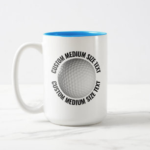 Golf Ball & Medium Text LIGHT BLUE 15oz Custom Two-Tone Coffee Mug