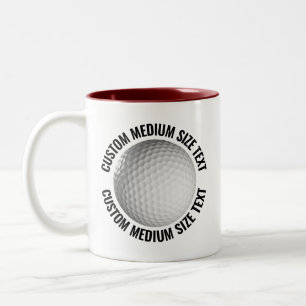 Golf Ball & Medium Text MAROON 11oz Custom Two-Tone Coffee Mug
