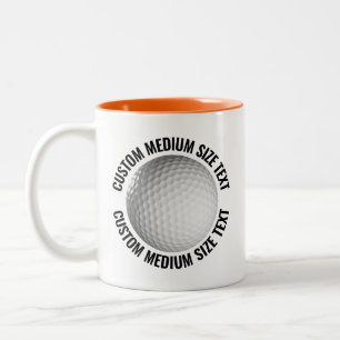 Golf Ball & Medium Text ORANGE 11oz Custom Two-Tone Coffee Mug