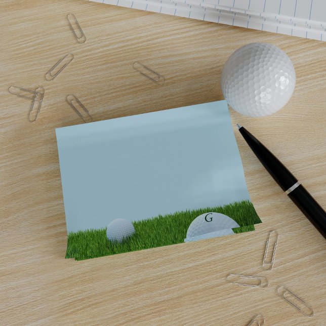 Golf Ball Monogram Blue Green Post it Notes (Golf Ball Monogram Blue Green Post it Notes with space for your initials)