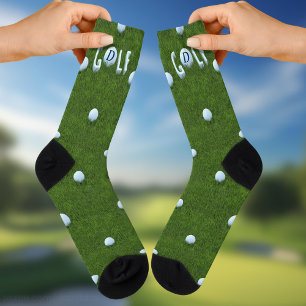 Golf Ball Monogram Funny Green Golfing Socks