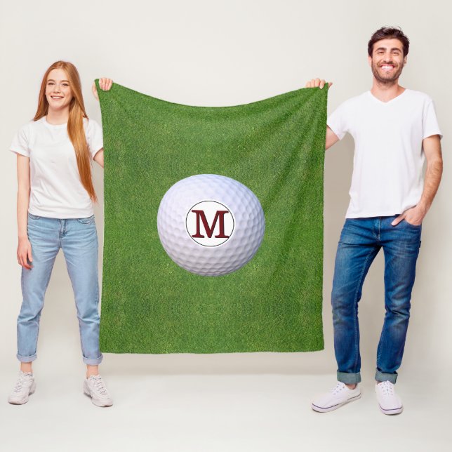 Golf Ball Monogram Golfer Greens Turf Fleece Blanket (In Situ)