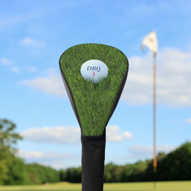 Golf Ball Monogram Green Driver Golf Head Cover (Add your initials to the golf ball and have the best round of golf ever!)