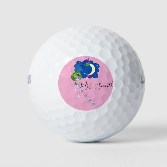 Golf Ball Moon Pink Floral (Front)