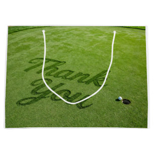 Golf Ball Next to Hole on Green Grass Thank you Large Gift Bag