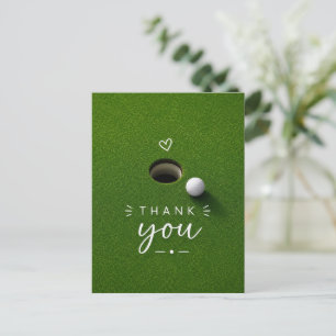 Golf Ball Next to Hole on Green Grass Thank you Postcard