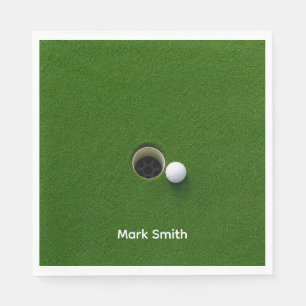 Golf Ball Next to Hole on Green Putting Grass Napkin