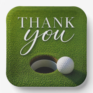 Golf Ball Next to Hole thank you party Paper Plate