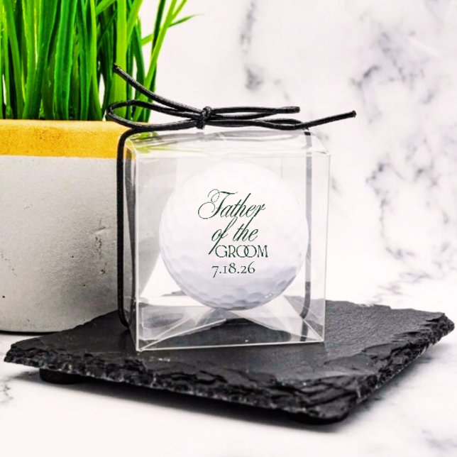 Golf Ball Of Father Of The Groom | Dark Green (Modern wedding gifts for groom golf ball)