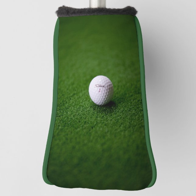 Golf ball on a green surface Putter Golf Head Cove Cover (Rotate 90)