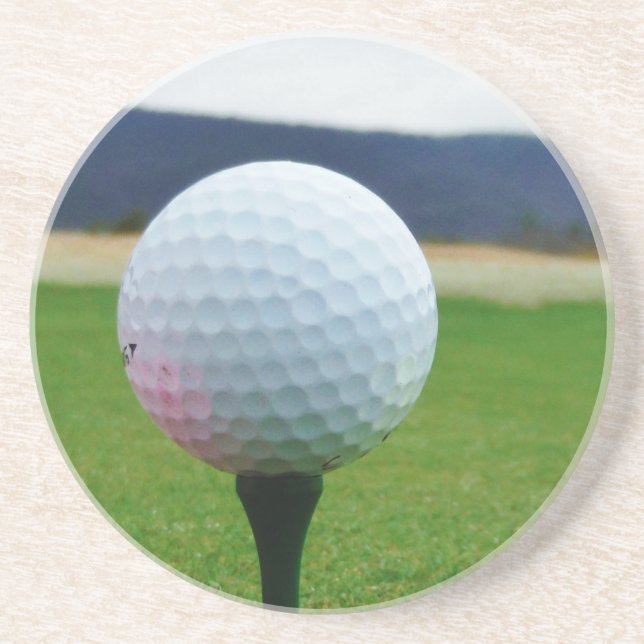 Golf Ball on a mountain golf course Coaster (Front)