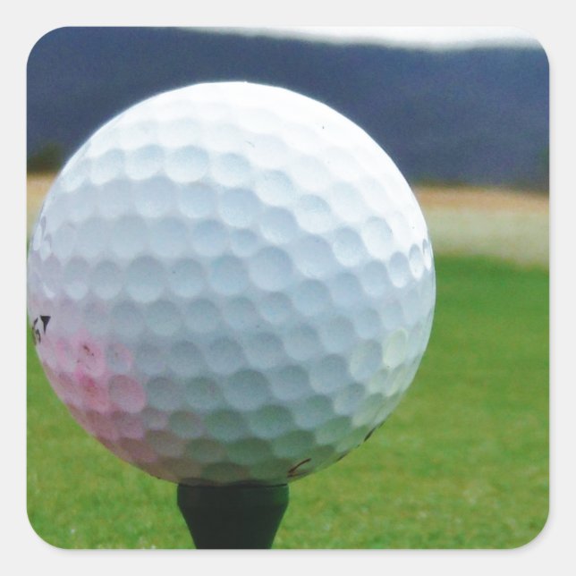 Golf Ball on a mountain golf course Square Sticker (Front)