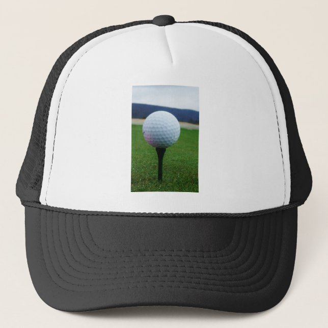 Golf Ball on a mountain golf course Trucker Hat (Front)
