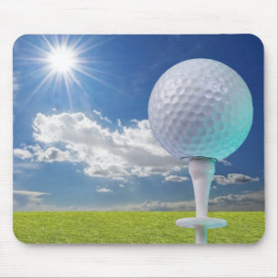 golf ball on a tee with grass mouse pad