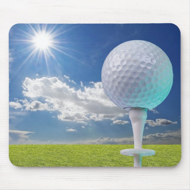 golf ball on a tee with grass mouse pad (Front)