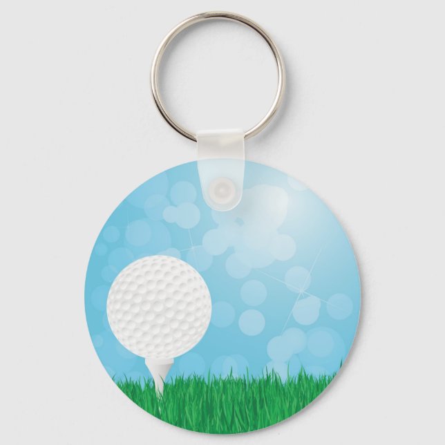 golf ball on grass key ring (Front)