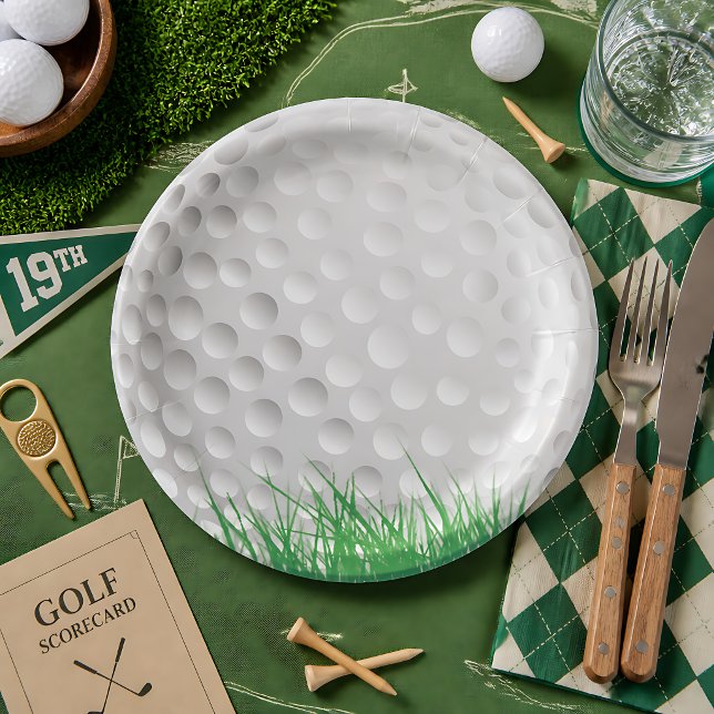Golf Ball on Grass Paper Plate (Creator Uploaded)