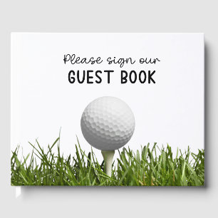 Golf ball on green grass golfer guest book