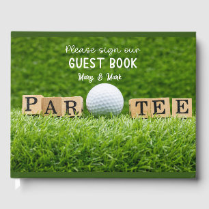 Golf ball on green grass golfer guest book