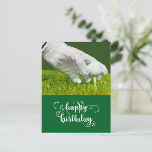 Golf ball on green Happy Birthday to Golfer Postcard