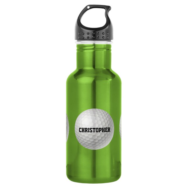 Golf Ball on Green Water Bottle (Front)