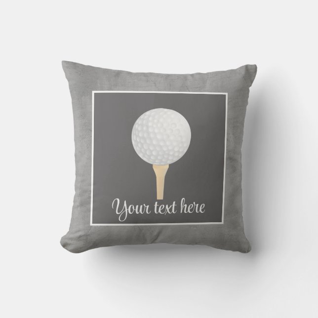 golf ball on grey personalise for golfers  cushion (Front)