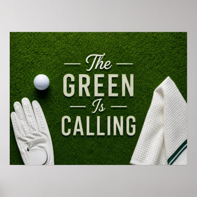 Golf ball on putting green for golfer  poster (Front)