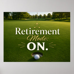 Golf ball on putting green for golfer retirement  poster