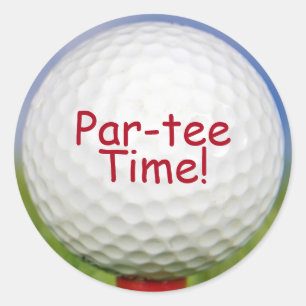 Golf Ball On Red Tee Par Tee Classic Round Sticker