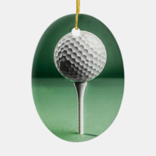 Golf Ball on Tee Ceramic Decoration