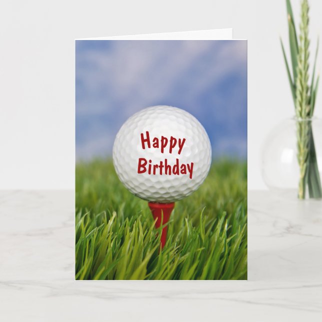 golf ball on tee for birthday card (Front)