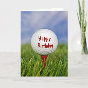 golf ball on tee for birthday card