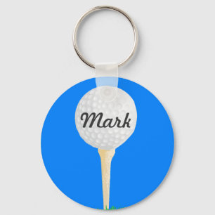Golf Ball on Tee Key Ring