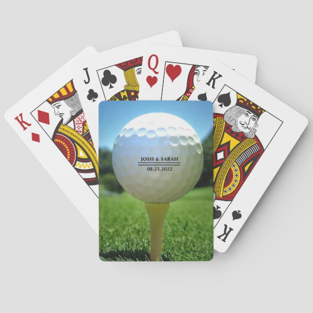 Golf ball on tee playing cards (Back)