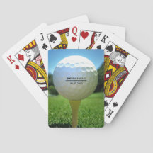 Golf ball on tee playing cards