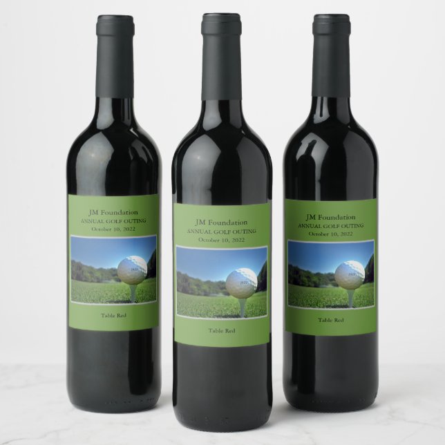 Golf Ball on Tee Scenic Wine Label (Bottles)