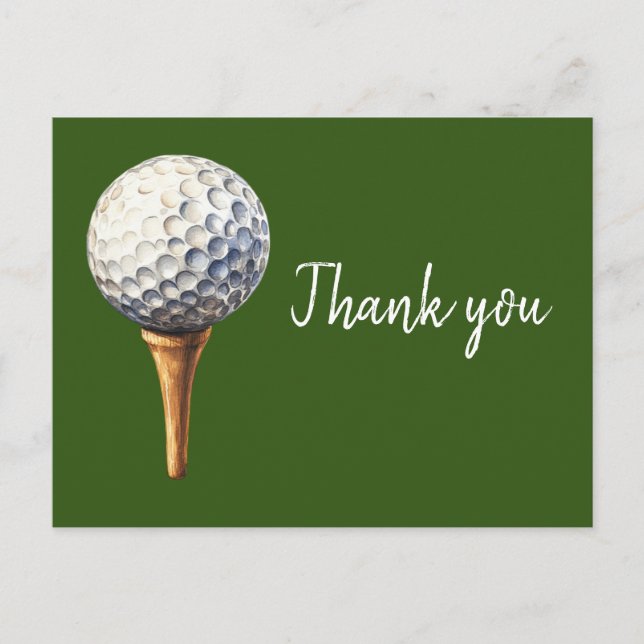 Golf ball on tee  Thank you card (Front)