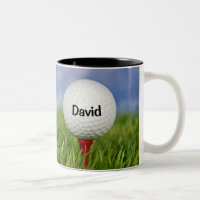 Golf Ball On Tee with Quote and Name