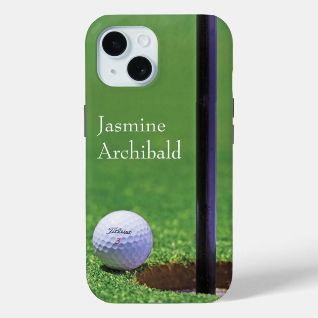 Golf ball on the edge of cup Close-up Personalise Case-Mate iPhone Case (Back)