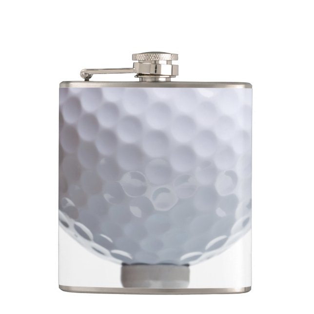 Golf Ball on White Template Background Texture Hip Flask (Front)