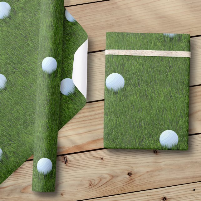 Golf Ball Pattern Putting Green Golf Theme Golfers Wrapping Paper (Creator Uploaded)
