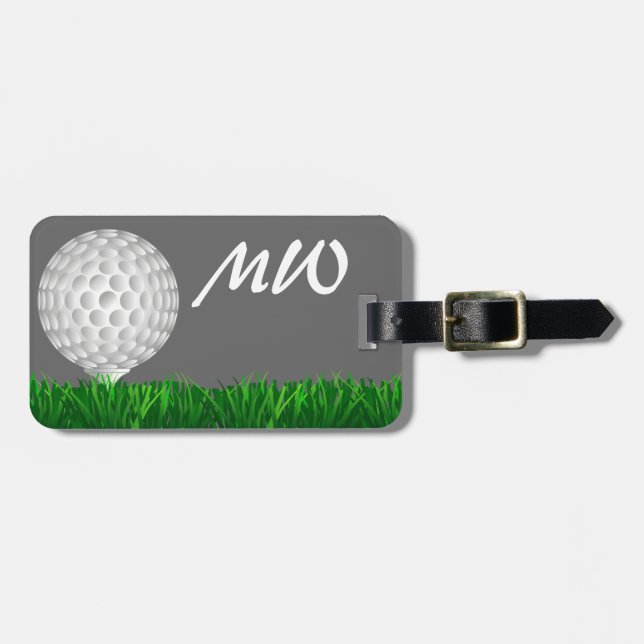 Golf ball personalised golfer luggage tag (Front Horizontal)