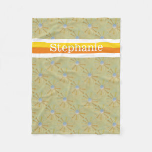 Golf ball Personalised with name orange & yellow Fleece Blanket