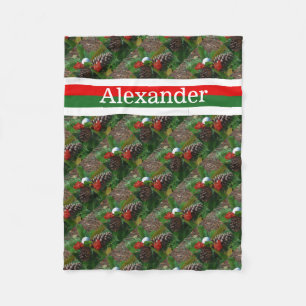 Golf ball Personalised with name Red & Green Fleece Blanket