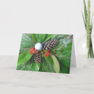 Golf ball pine cones and evergreens Christmas Holiday Card