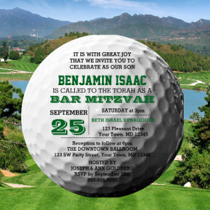 Golf Ball Round Bar Mitzvah Invitation
