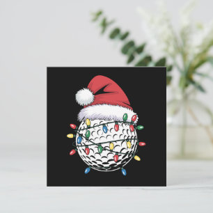 Golf Ball Santa Hat Christmas Golfing Xmas Lights  Holiday Card