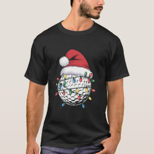 Golf Ball Santa Hat Christmas Golfing Xmas Lights T-Shirt