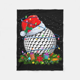 Golf Ball Santa Hat Christmas Lights Funny Sport X Fleece Blanket