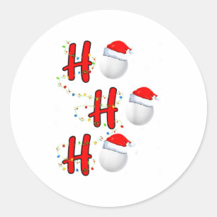 Golf Ball Santa Hat Ho Ho Ho Men Women Christmas X Classic Round Sticker
